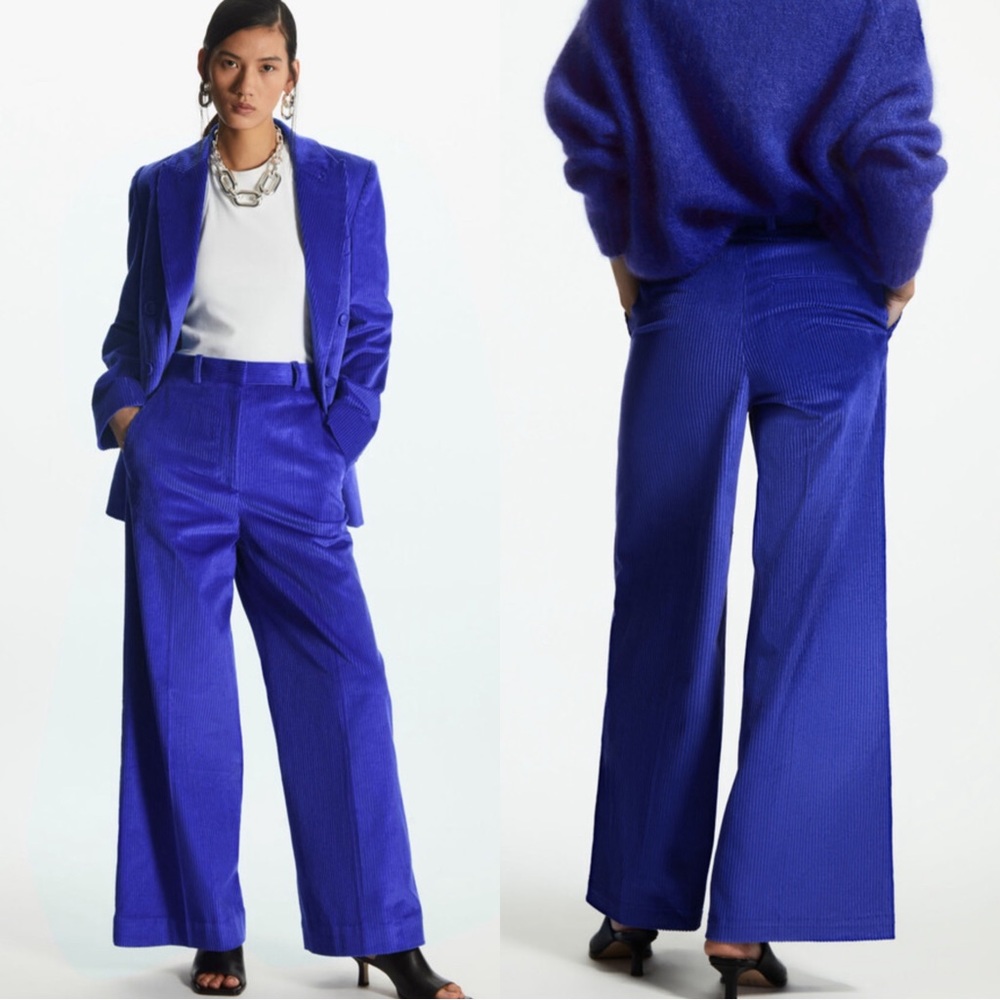 NWT COS Royal Blue Corduroy Wide Leg Trouser Pants 2